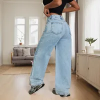 Women's Holiday Street Simple Style Streetwear Solid Color Full Length Jeans main image 4