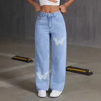 Women's Casual Daily Streetwear Butterfly Full Length Jeans main image 1