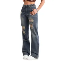 Women's Casual Daily Streetwear Solid Color Full Length Ripped Jeans main image 4