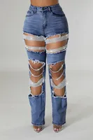 Women's Casual Daily Sexy Streetwear Glittery Full Length Jeans sku image 7