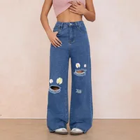 Women's Casual Daily Streetwear Daisy Full Length Jeans sku image 8