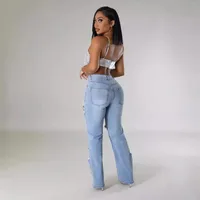 Women's Casual Daily Sexy Streetwear Glittery Full Length Jeans main image 4