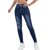 Women's Casual Daily Streetwear Solid Color Full Length Tapered Pants Jeans main image 4