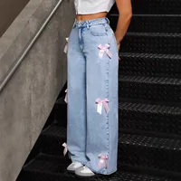 Women's Casual Holiday Daily Classic Style Streetwear Bow Knot Full Length Jeans main image 1