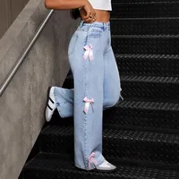 Women's Casual Holiday Daily Classic Style Streetwear Bow Knot Full Length Jeans main image 4