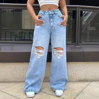 Women's Casual Daily Classic Style Streetwear Solid Color Full Length Jeans sku image 1