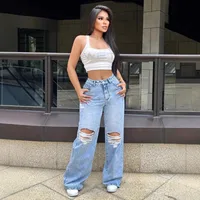 Women's Casual Daily Classic Style Streetwear Solid Color Full Length Jeans main image 1