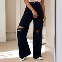 Women's Holiday Street Streetwear Solid Color Full Length Jeans main image 4