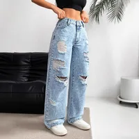 Women's Holiday Street Streetwear Solid Color Full Length Jeans main image 3