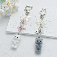 1 Piece Cute Bear Bow Knot Acrylic Alloy Flocking Unisex Bag Pendant Keychain main image 3