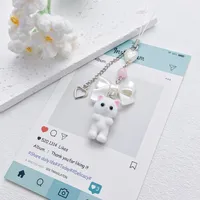 1 Piece Cute Bear Bow Knot Acrylic Alloy Flocking Unisex Bag Pendant Keychain sku image 2
