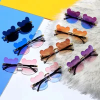 Cartoon Style Cute Sweet Bear PC UV400 Protection Special-Shaped Mirror Frameless Glasses main image 2