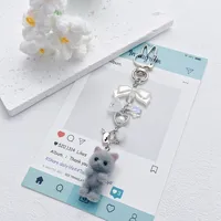 1 Piece Cute Bear Bow Knot Acrylic Alloy Flocking Unisex Bag Pendant Keychain sku image 3