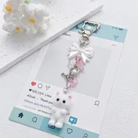 1 Piece Cute Bear Bow Knot Acrylic Alloy Flocking Unisex Bag Pendant Keychain sku image 4