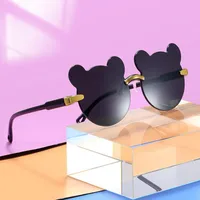Cartoon Style Cute Sweet Bear PC UV400 Protection Special-Shaped Mirror Frameless Glasses main image 3