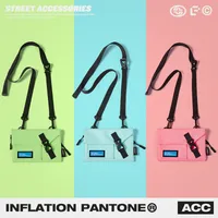 INF Men's Clothing |  Summer New Macaroon Color Hook And Loop Small Bag Mobile Phone Bag Diagonal Shoulder Bag Men main image 2