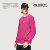 INF Men's Wear | Small And Middle School Plus 32 Core-spun Yarn Tide Brand High Street Hole Loose Thin Solid Color Sweater Men main image 1