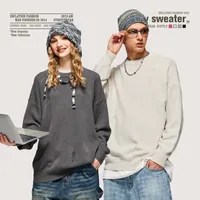 INF Men's Wear | Small And Middle School Plus 32 Core-spun Yarn Tide Brand High Street Hole Loose Thin Solid Color Sweater Men main image 3