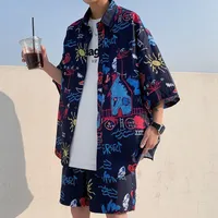 Casual Beach Suit Men's Summer Thin Loose Handsome Seaside Clothes Hawaiian Shorts Flower Shirt Two-piece Pack main image 1