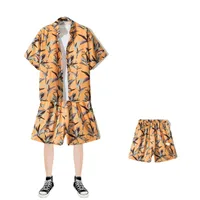 Casual Beach Suit Men's Summer Thin Loose Handsome Seaside Clothes Hawaiian Shorts Flower Shirt Two-piece Pack main image 5