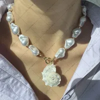 Multi-Layer Baroque Natural Conch Imitation Fat Short Pearl Necklace Summer Exaggerated Beach Conch Necklace main image 2