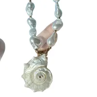 Multi-Layer Baroque Natural Conch Imitation Fat Short Pearl Necklace Summer Exaggerated Beach Conch Necklace main image 5