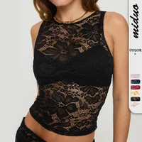 Style Sexy Lace Jacquard Slim Vest  New Hot Girl Style Design Outer Wear Sleeveless Short Top main image 1