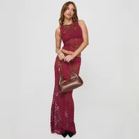 Style Sexy Lace Jacquard Slim Vest  New Hot Girl Style Design Outer Wear Sleeveless Short Top main image 4