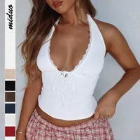 Explosions Spice Girl Short Beautiful Back Top Pure Want To Tie Bow Neck Sling Vest For Women In Summer main image 1