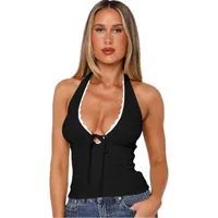 Explosions Spice Girl Short Beautiful Back Top Pure Want To Tie Bow Neck Sling Vest For Women In Summer main image 5