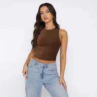 Spice Girl Fashion Spring And Summer Y2K Sleeveless Vest Slim-fit Slimming Inner Wearing Outer Wearing Sports Short Top For Women main image 2