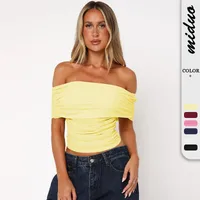 Style Hot Girl New Style Off-shoulder Pleated Sleeveless T-shirt American Niche Close-fitting Slim Off-shoulder Short Top main image 1