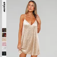 Explosive Sequin Dress Cross-summer Backless Skirt Women's V-neck Vest Skirt Beaded Skirt main image 1