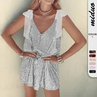 New V-neck Sequined Lace-up Dress High-Grade Hot Girl Sequin Baggy Tank Dress main image 1