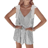 New V-neck Sequined Lace-up Dress High-Grade Hot Girl Sequin Baggy Tank Dress main image 5