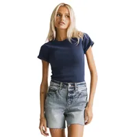 Foreign Trade New Solid Color Knitted Round Neck Shoulder Short Sleeve T-shirt Y2g Hot Girl Style Slim Fit Slim Fit Versatile Top main image 5