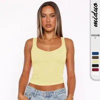 New Sexy Hot Girl Square Collar Camisole Y2g Solid Color Slim-Fitting Back Shaping Sleeveless Top main image 1