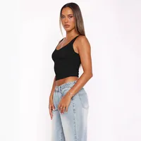 New Sexy Hot Girl Square Collar Camisole Y2g Solid Color Slim-Fitting Back Shaping Sleeveless Top main image 3
