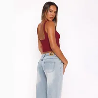 New Sexy Hot Girl Square Collar Camisole Y2g Solid Color Slim-Fitting Back Shaping Sleeveless Top main image 4