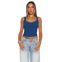 New Sexy Hot Girl Square Collar Camisole Y2g Solid Color Slim-Fitting Back Shaping Sleeveless Top main image 5