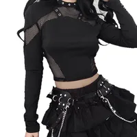 Women's T-shirt Long Sleeve T-Shirts Punk Streetwear Solid Color main image 5