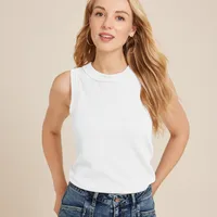 New   Women's  Fashion Round Neck Vest Sleeveless Solid Color Rib Vest Top Women main image 2