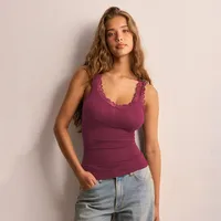 Foreign Trade Hot  Spring And Summer New Listing Lace U Collar Sleeveless Solid Color Vest Top sku image 5