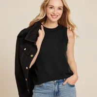 New   Women's  Fashion Round Neck Vest Sleeveless Solid Color Rib Vest Top Women main image 4