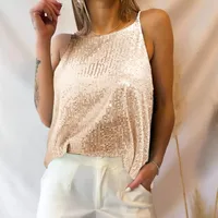 Heavy Embroidery Sequins Vest Loose Outer Wear Camisole Sexy V-neck New  Shiny Sleeveless Front And Back Wearable main image 2