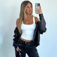 Spring And Summer New Y2K Sexy Spice Girls Women's Sleeveless Square Collar Casual Basic Navel Camisole Women's Vest main image 4