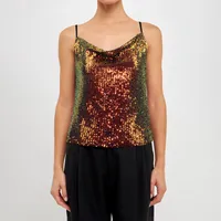 Women's Summer New V-Neck Casual Vest Wholesale Sequin Beaded Camisole Top main image 4