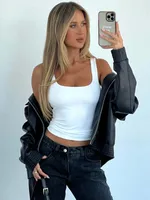 Spring And Summer New Y2K Sexy Spice Girls Women's Sleeveless Square Collar Casual Basic Navel Camisole Women's Vest sku image 8