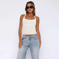 -style Women's  Fashion Elegant Slim-fit Square Collar Solid Color Large Backless Cross Shoulder Strap Yoga Vest Top main image 2