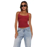 -style Women's  Fashion Elegant Slim-fit Square Collar Solid Color Large Backless Cross Shoulder Strap Yoga Vest Top main image 5
